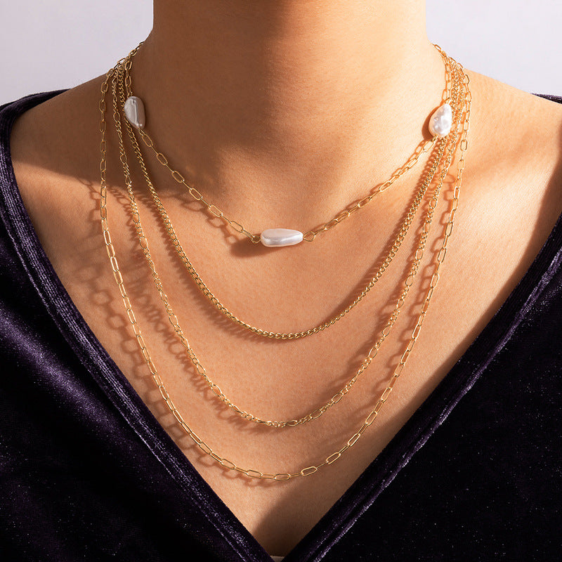 4-Layer Faux Pearl Necklace