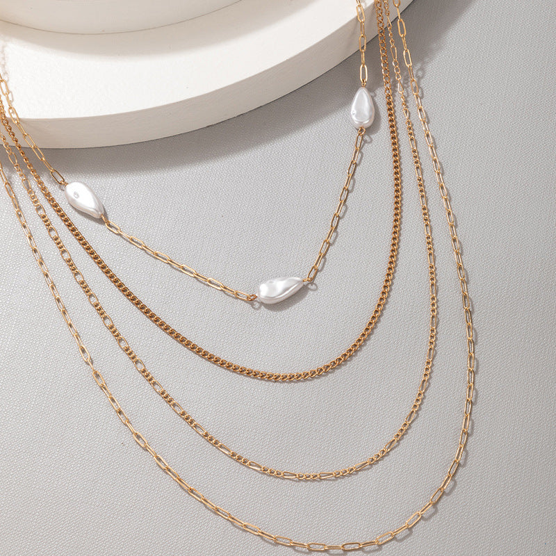 4-Layer Faux Pearl Necklace