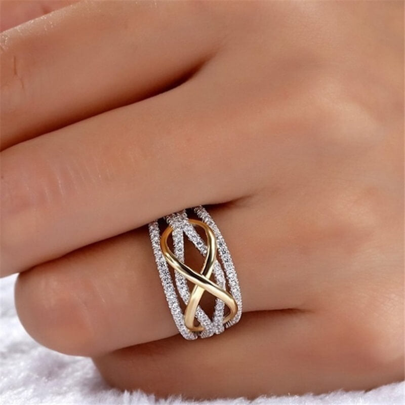 Rhinestone Cross Design Ring