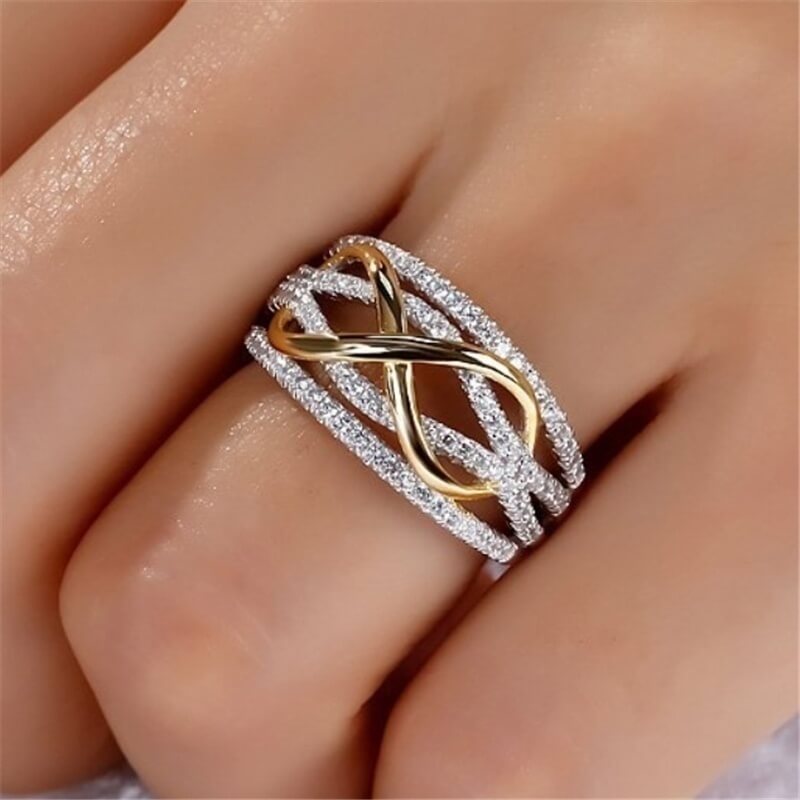 Rhinestone Cross Design Ring