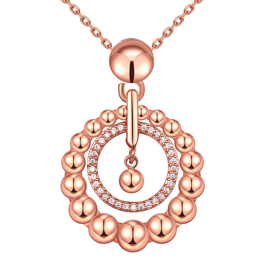 Double Circle Shape Plated Metal Copper Charm Necklace