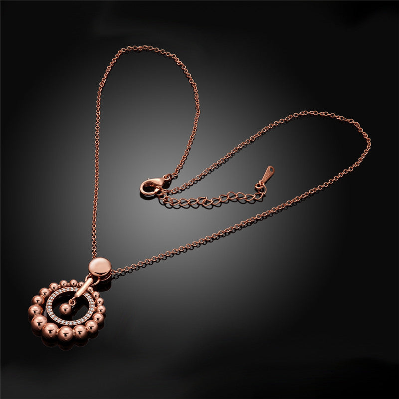 Double Circle Shape Plated Metal Copper Charm Necklace