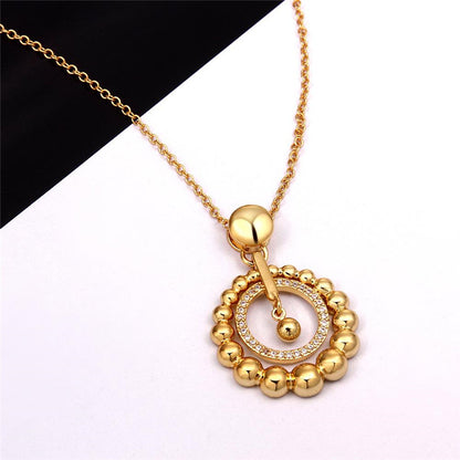 Double Circle Shape Plated Metal Copper Charm Necklace