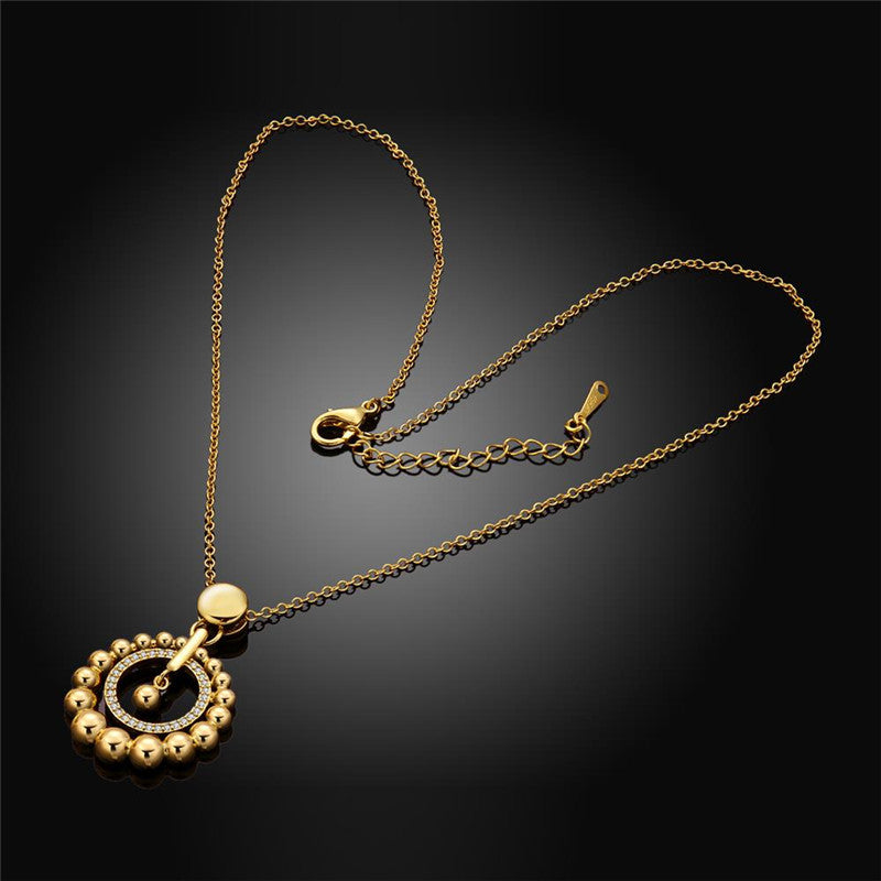 Double Circle Shape Plated Metal Copper Charm Necklace