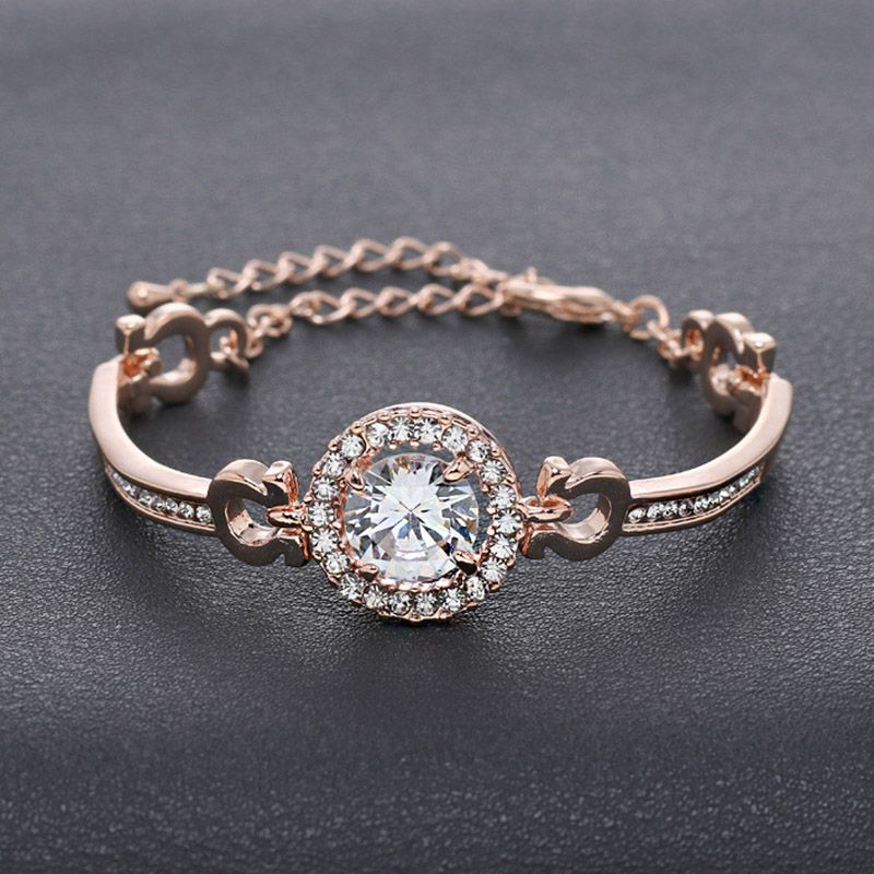 Luxurious Zircon Decoration Design Alloy Bracelet.