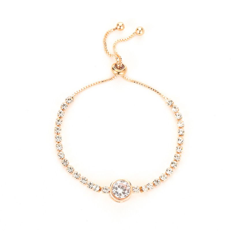 Elegant Round Shaped Faux Diamond Adjustable Bracelet