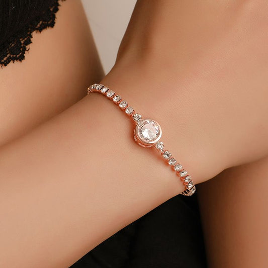 Elegant Round Shaped Faux Diamond Adjustable Bracelet