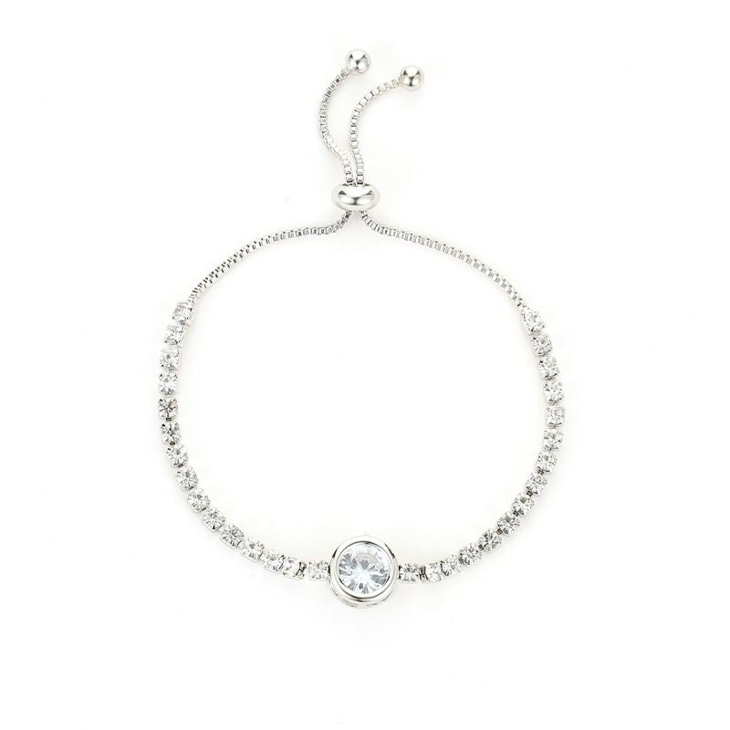 Elegant Round Shaped Faux Diamond Adjustable Bracelet