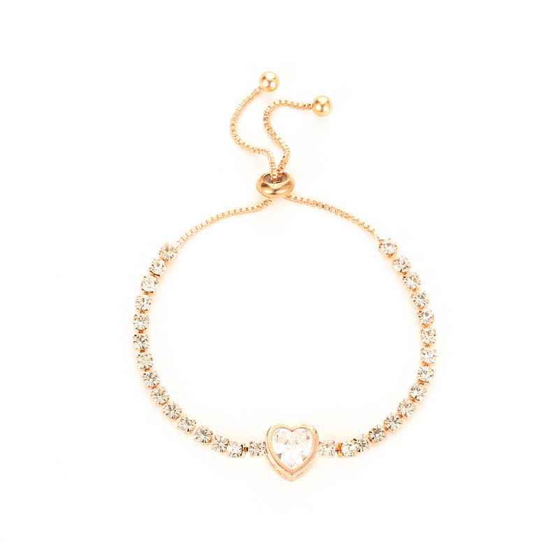 Heart Shaped Crystal Design Women Adjustable Bracelet