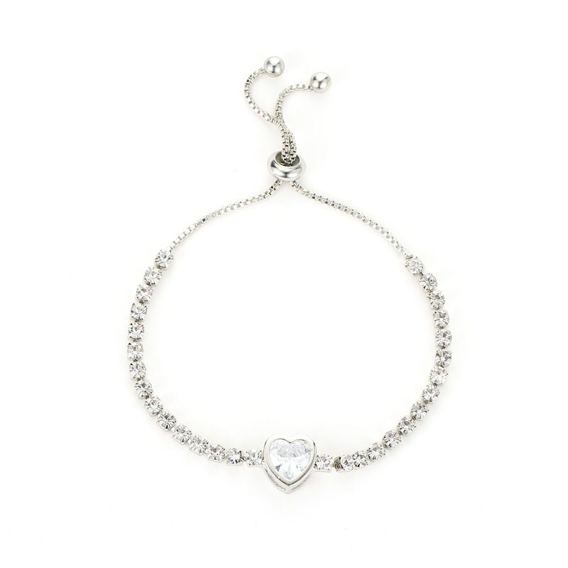 Heart Shaped Crystal Design Women Adjustable Bracelet