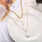 Gold Color Two Faux Pearl Pendant Three-Layer Necklace