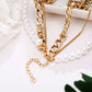 Faux Pearl Gold Color Chain Three-Layer Necklace
