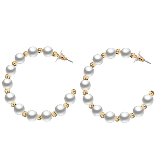 Faux Pearl Fashionable Design Hoop Earrings