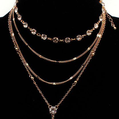 Women's Rhinestone 4-Layer Necklace