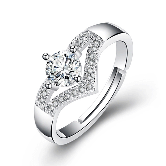 Faux Diamond V-Shape Adjustable Fashion Ring