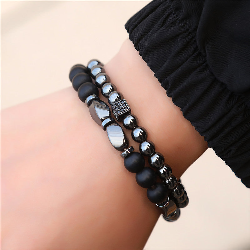 Natural Stone Micro Zircon Dice Bracelet Set