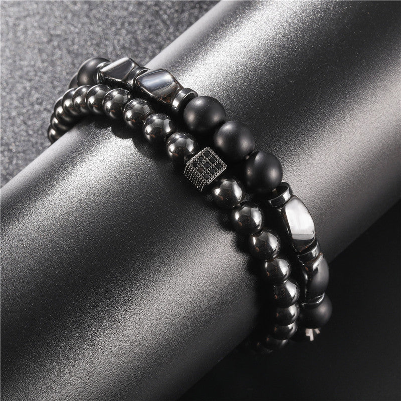 Natural Stone Micro Zircon Dice Bracelet Set