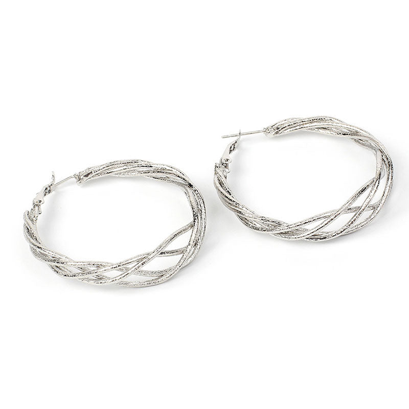 Women's Twisted Design Large Hoop Earrings.