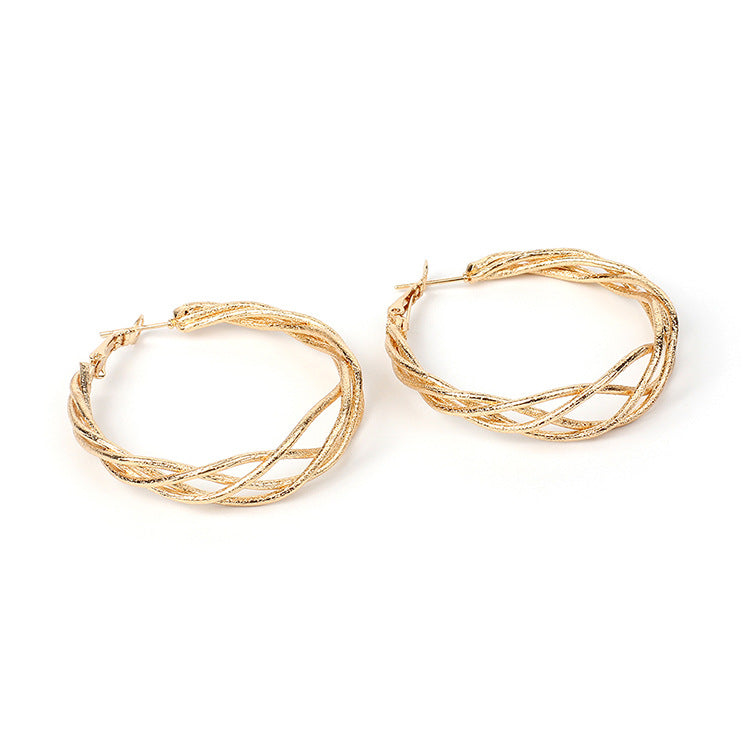 Women's Twisted Design Large Hoop Earrings.