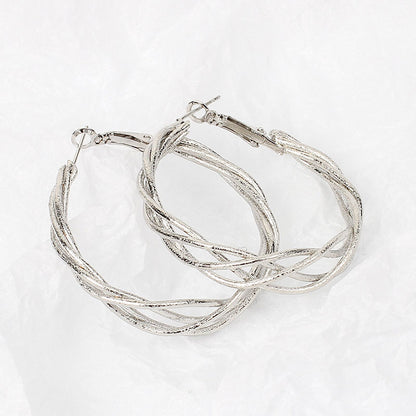 Women's Twisted Design Large Hoop Earrings.