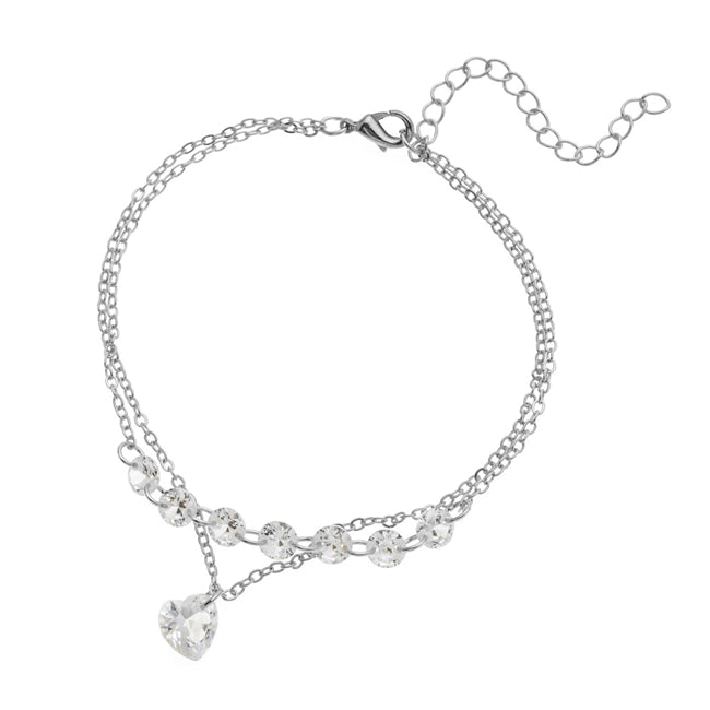 Heart-Shaped Double Layer Crystal Bracelet