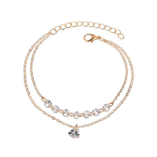 Heart-Shaped Double Layer Crystal Bracelet