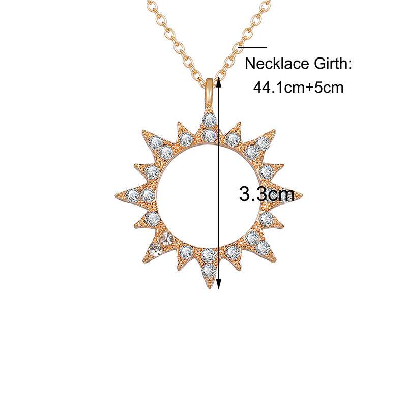 Sun Moon Star Pendant Rhinestone Necklaces