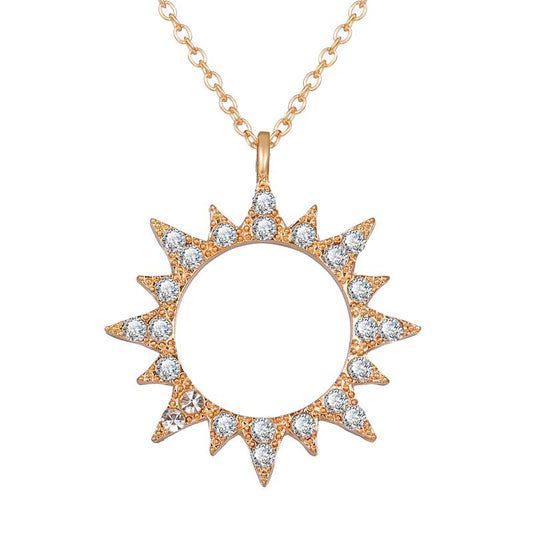 Sun Moon Star Pendant Rhinestone Necklaces