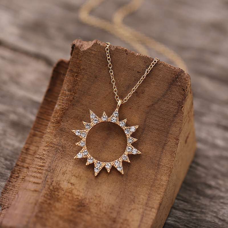 Sun Moon Star Pendant Rhinestone Necklaces