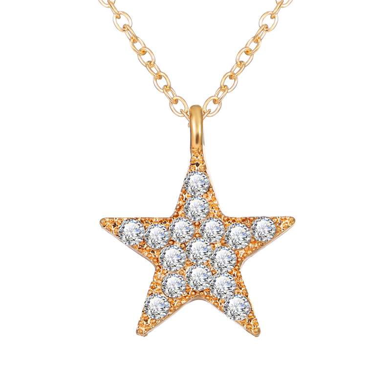 Sun Moon Star Pendant Rhinestone Necklaces