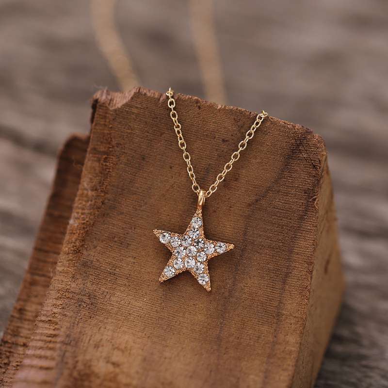 Sun Moon Star Pendant Rhinestone Necklaces