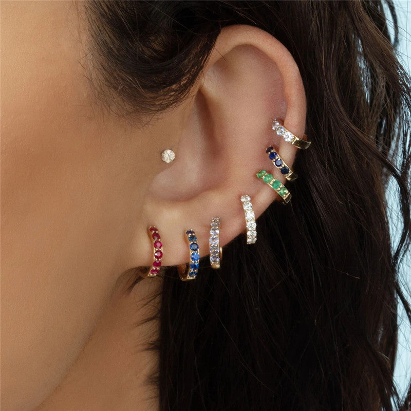 Rhinestone Small Hoop Design Women's Earrings.