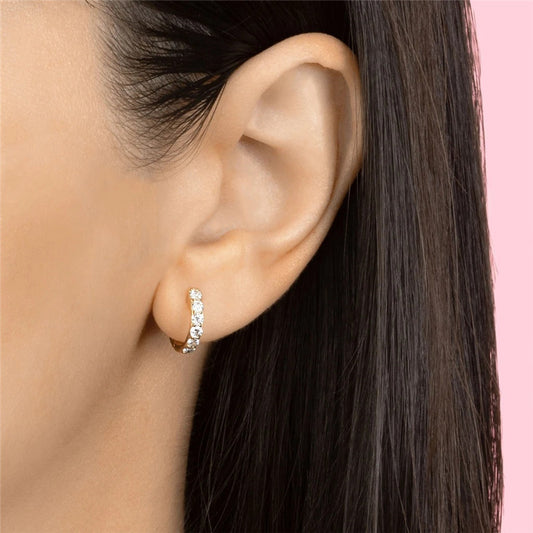 Rhinestone Small Hoop Design Women's Earrings.
