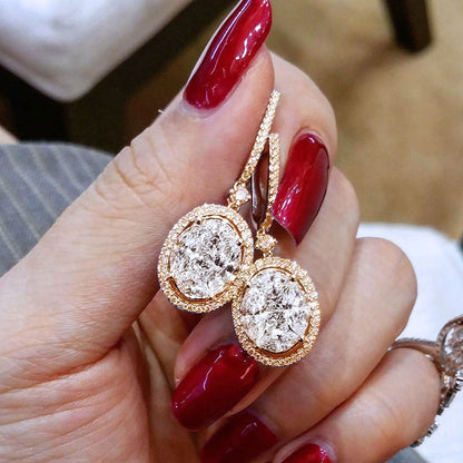 Dazzling Oval Zircon Decor Earrings.