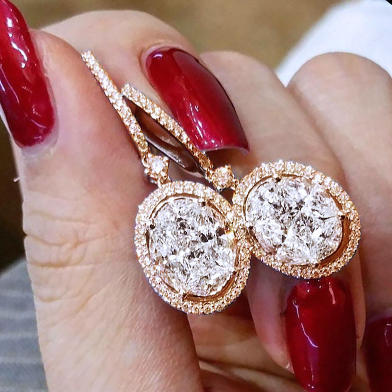 Dazzling Oval Zircon Decor Earrings.