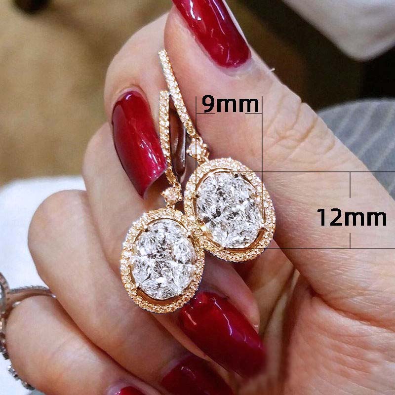 Dazzling Oval Zircon Decor Earrings.