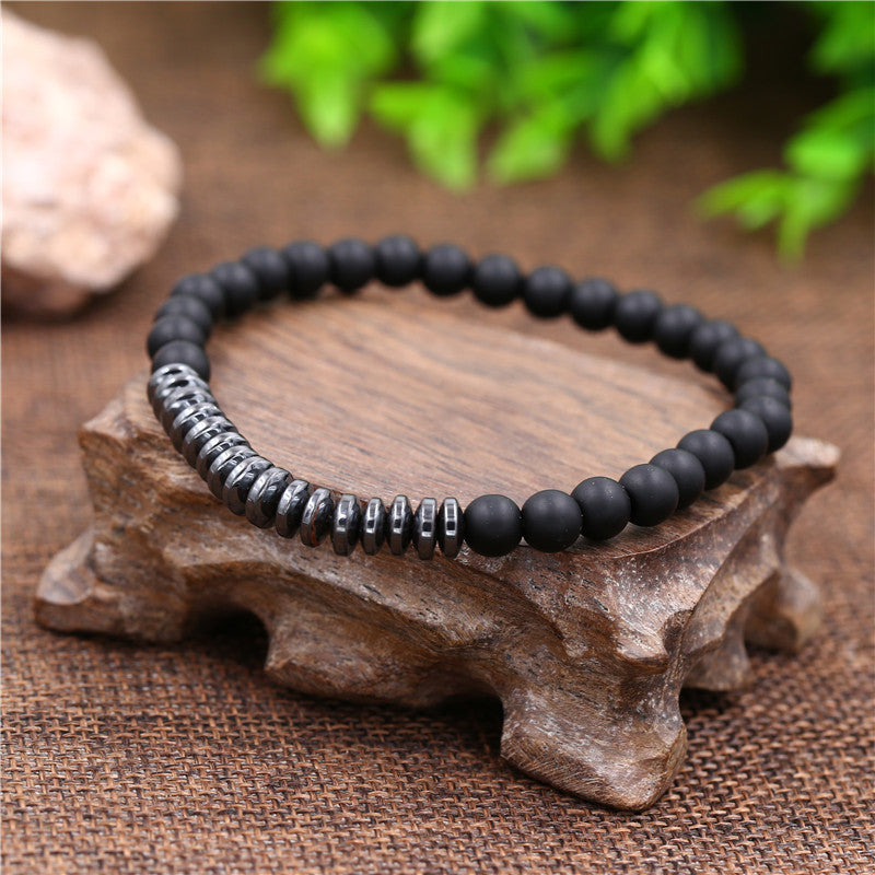 Men Style Black Matte Copper Inlaid Zircon Bracelets Set