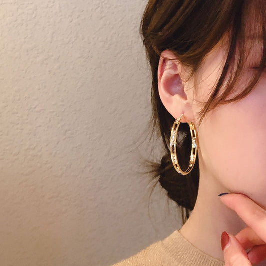 Faux Diamond Women's Large Hoop Earrings