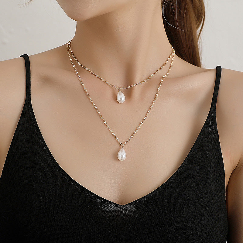 Faux Pearl Double Layer Necklace