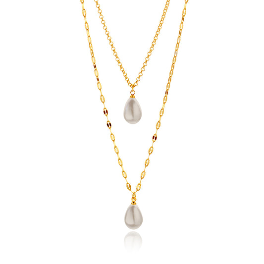 Faux Pearl Double Layer Necklace