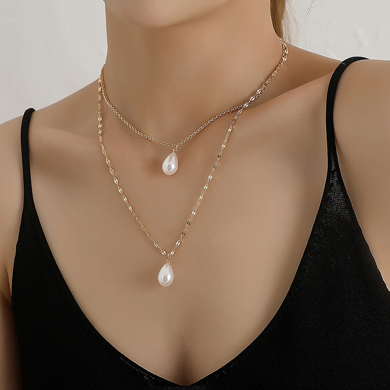 Faux Pearl Double Layer Necklace