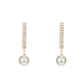Rhinestone And Faux Pearl Gold Color Long Design Earrings