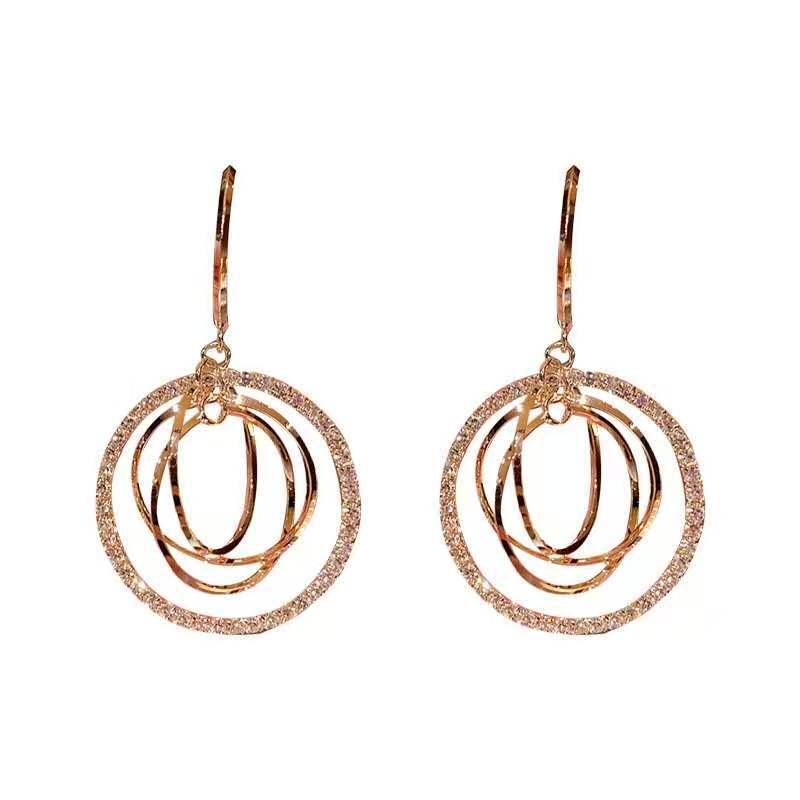 Floating Rhinestone Design Decorative Earrings.