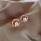 Fashion Gold Color Faux Pearl Decorative Earring Studs.
