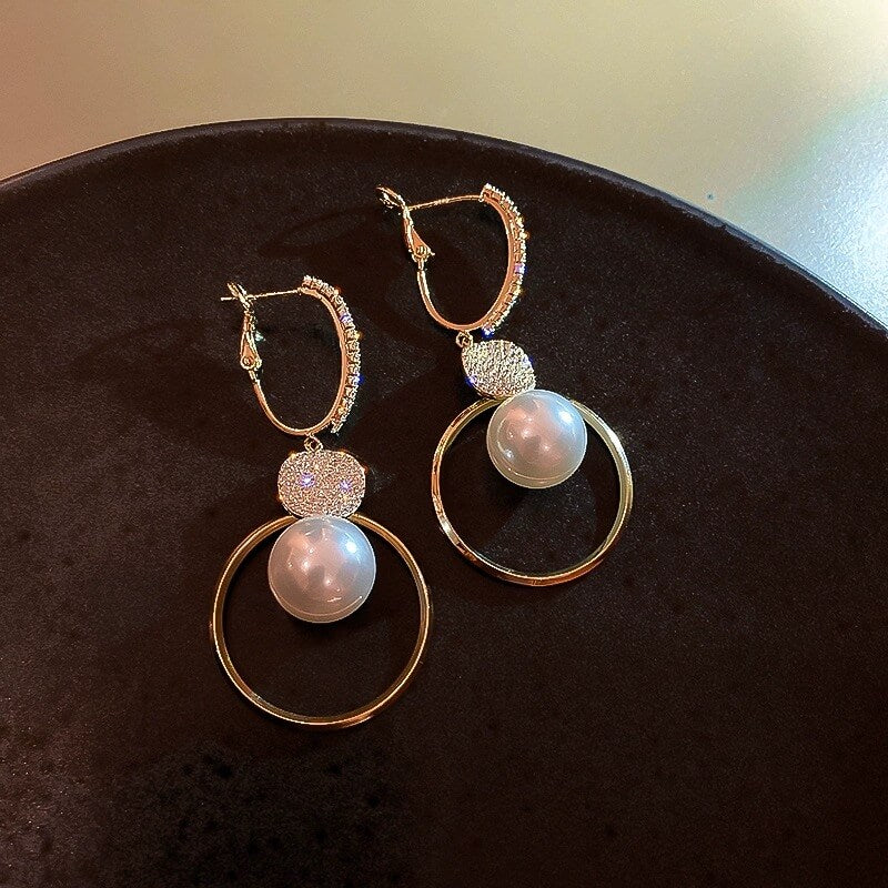 Rhinestone And Faux Pearl Earrings