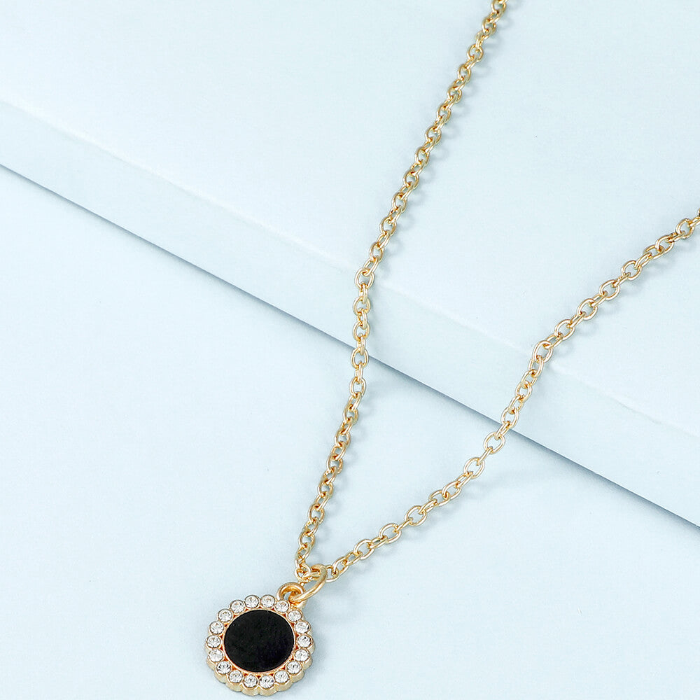 Pendant Faux Diamond Gold Color Necklace