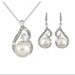 Faux Pearl Pendant Necklace/Earrings Set