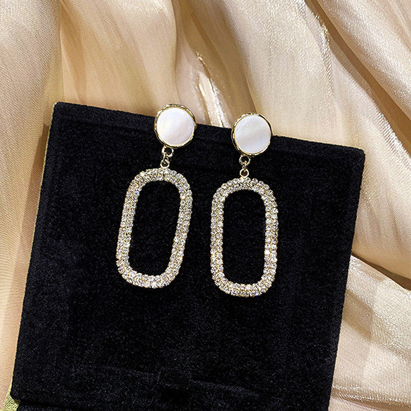Rhinestone Decorated Geometric Design Earrings