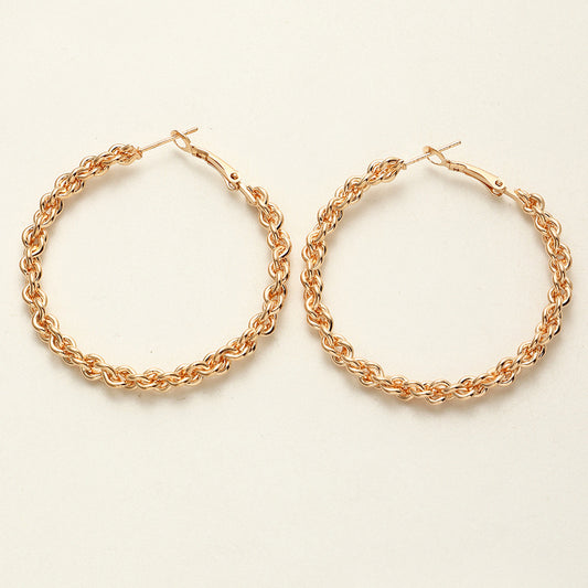 Large Hoop Twist Style Hoop Earrings.