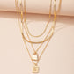 Letter And Lock Gold Color Pendant Necklace Set
